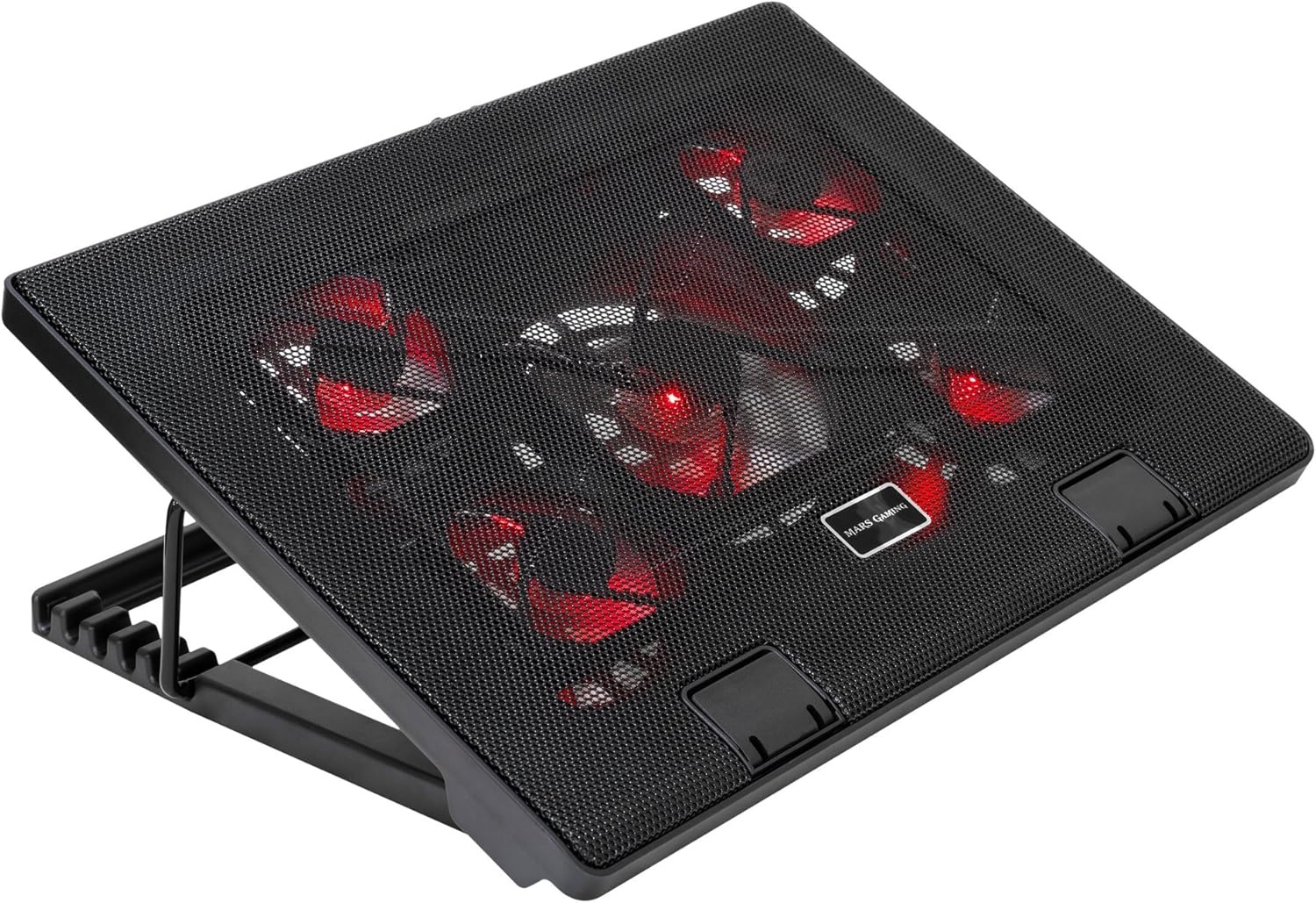 Mars Gaming MNBC13, Laptop Stand and Cooling Base for Notebooks up to 17", ARGB Lighting 10 Modes, 13x Fans with White LED, Adjustable 8 Positions, LCD Display, Smartphone Stand, White