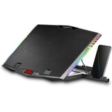 Mars Gaming MNBC13, Laptop Stand and Cooling Base for Notebooks up to 17", ARGB Lighting 10 Modes, 13x Fans with White LED, Adjustable 8 Positions, LCD Display, Smartphone Stand, White