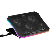 Mars Gaming MNBC13, Laptop Stand and Cooling Base for Notebooks up to 17", ARGB Lighting 10 Modes, 13x Fans with White LED, Adjustable 8 Positions, LCD Display, Smartphone Stand, White