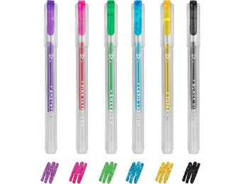 Legami - Set van 6 mini-glittergelstiften, 0,8 x 10,8 cm, Shine Like a Diamond, diameter van de punt 1,0 mm, kleur paars, goud, groen, blauw, roze, zwart