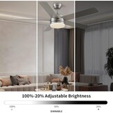 CJOY Plafondlamp met Ventilator, Plafondventilator met Licht en Afstandsbediening Dimbaar Zandnikkel 52 inch AC met 5 Ventilatorbladen Houten Plafondventilator Stil met LED Lamp + Glazen Afdekking