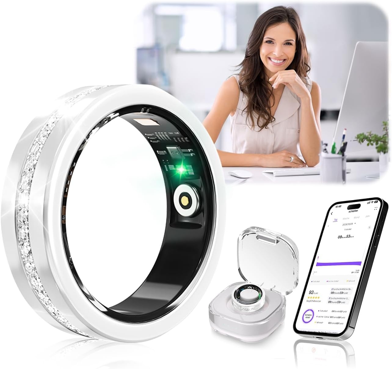 Smart Ring Fitness Tracker Dames - Goud Kleur, 59% Korting