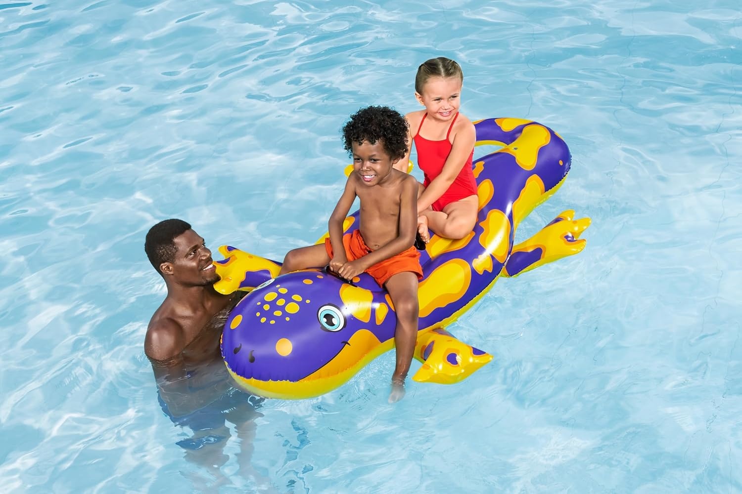 BESTWAY - Opblaasbare Salamander Zwemband - 41502 - Paars - Vinyl - 190cm x 119cm - Splashin' Salamander - Speelgoed voor Kinderen en Volwassenen - Zwembad - Berijdbaar - Handvat - XXL - Vanaf 3 jaar