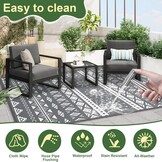 MOKANI Groot buitentapijt voor terras, waterdicht, omkeerbaar tuintapijt, 240 x 300 cm, kunststof tapijt, lichtgewicht opvouwbare boho-oppervlaktematten, UV-bestendig buitentapijt voor camper, balkon - Maat 240 x 300 cm