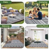 MOKANI Groot buitentapijt voor terras, waterdicht, omkeerbaar tuintapijt, 240 x 300 cm, kunststof tapijt, lichtgewicht opvouwbare boho-oppervlaktematten, UV-bestendig buitentapijt voor camper, balkon - Maat 240 x 300 cm