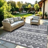 MOKANI Groot buitentapijt voor terras, waterdicht, omkeerbaar tuintapijt, 240 x 300 cm, kunststof tapijt, lichtgewicht opvouwbare boho-oppervlaktematten, UV-bestendig buitentapijt voor camper, balkon - Maat 240 x 300 cm