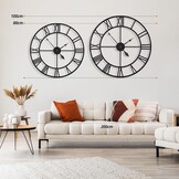 80 cm grote wandklok 30 inch oversized moderne ronde black metal stille bijna niet -tikken batterij bediende Romeinse cijfers klokken voor woonkamer, slaapkamer, keukendecoratie - 80 cm