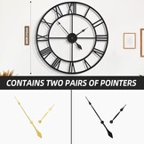 80 cm grote wandklok 30 inch oversized moderne ronde black metal stille bijna niet -tikken batterij bediende Romeinse cijfers klokken voor woonkamer, slaapkamer, keukendecoratie - 80 cm