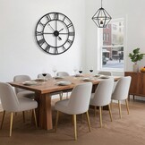 80 cm grote wandklok 30 inch oversized moderne ronde black metal stille bijna niet -tikken batterij bediende Romeinse cijfers klokken voor woonkamer, slaapkamer, keukendecoratie - 80 cm