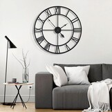 80 cm grote wandklok 30 inch oversized moderne ronde black metal stille bijna niet -tikken batterij bediende Romeinse cijfers klokken voor woonkamer, slaapkamer, keukendecoratie - 80 cm