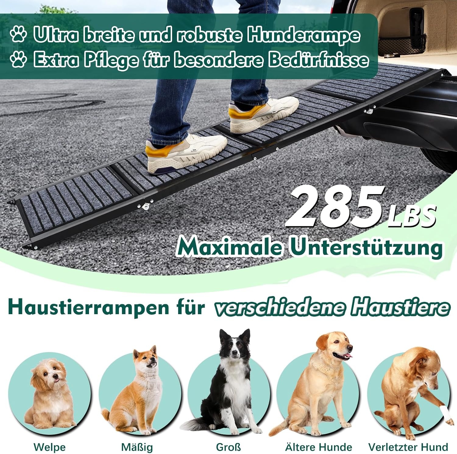 Snagle Paw Opvouwbare Hondenloopplank - 180 x 50 cm - Zwart