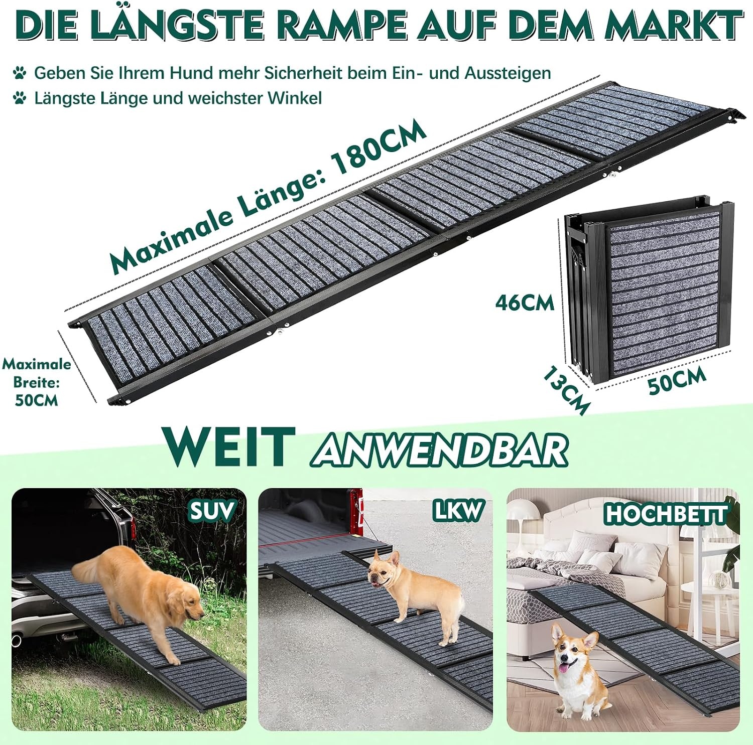 Snagle Paw Opvouwbare Hondenloopplank - 180 x 50 cm - Zwart