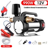 Brandstofoverdracht pomp kit, 12GPM draagbare elektrische zelfaanzuigende 12V 990W Diesel Transfer Pomp met automatische uitschakelmaatmondstuk 6 meter slang voor diesel, kerosine, machine,