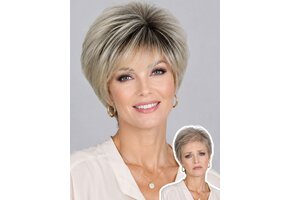 Pruik Pixie Kort Ombre Platinablond met Pony - 58% Korting