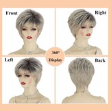 Pruik Pixie Kort Ombre Platinablond met Pony - 58% Korting