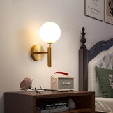Moderne Gold Wandleuchte 2 Stück,Vintage Wandlampe mit Glasschirm für Wohnzimmer Schlafzimmer Nachttisch Esszimmer Hotel