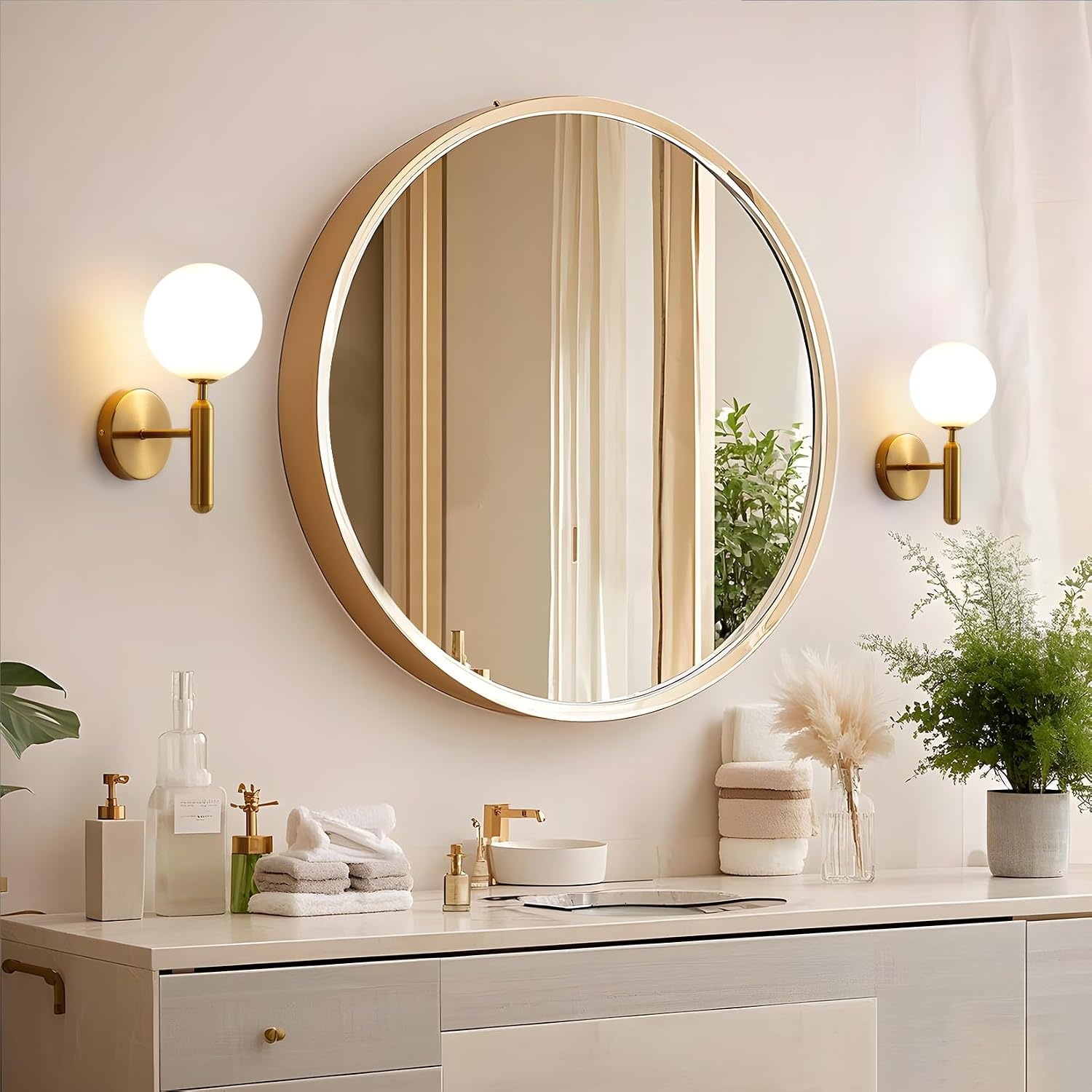 Moderne Gold Wandleuchte 2 Stück,Vintage Wandlampe mit Glasschirm für Wohnzimmer Schlafzimmer Nachttisch Esszimmer Hotel