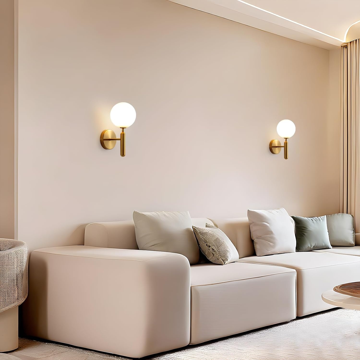 Moderne Gold Wandleuchte 2 Stück,Vintage Wandlampe mit Glasschirm für Wohnzimmer Schlafzimmer Nachttisch Esszimmer Hotel