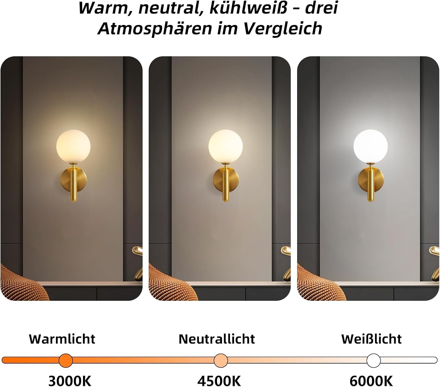 Moderne Gold Wandleuchte 2 Stück,Vintage Wandlampe mit Glasschirm für Wohnzimmer Schlafzimmer Nachttisch Esszimmer Hotel