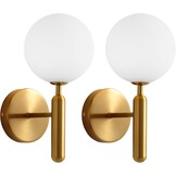 Moderne Gold Wandleuchte 2 Stück,Vintage Wandlampe mit Glasschirm für Wohnzimmer Schlafzimmer Nachttisch Esszimmer Hotel