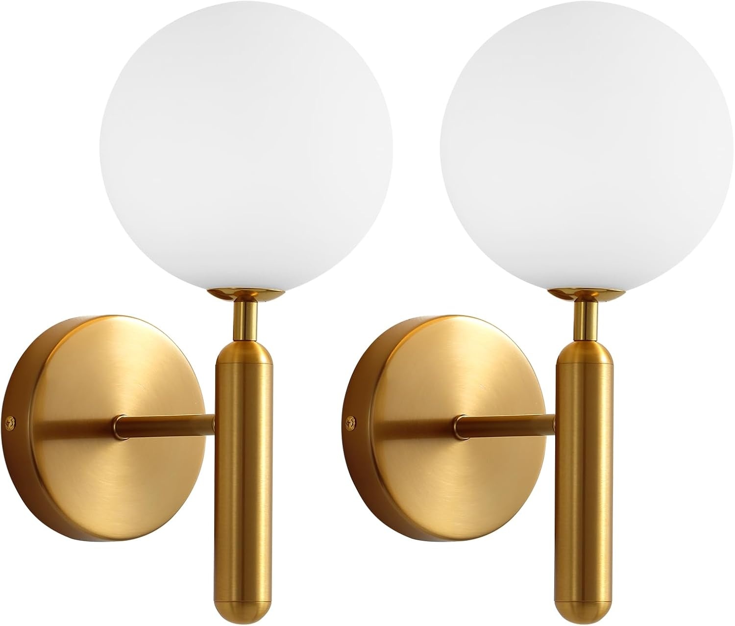 Moderne Gold Wandleuchte 2 Stück,Vintage Wandlampe mit Glasschirm für Wohnzimmer Schlafzimmer Nachttisch Esszimmer Hotel