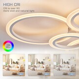 KSIBNW Plafondlamp LED-plafondlamp dimbaar moderne plafondlamp woonkamer 54W met afstandsbediening APP-bediening 6-ring acryl plafondlamp slaapkamer wit 2700K-6500K