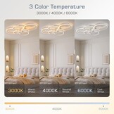 KSIBNW Plafondlamp LED-plafondlamp dimbaar moderne plafondlamp woonkamer 54W met afstandsbediening APP-bediening 6-ring acryl plafondlamp slaapkamer wit 2700K-6500K