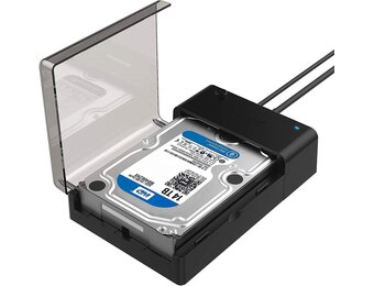 SABRENT SSD/HDD 2,5/3,5 inch docking station, USB 3.2 Gen1 harde schijf, SATA naar usb behuizing met voeding 12v, harde schijf externe adapter case type A met 1,8m kabel, zonder gereedschap (EC-DFLT)