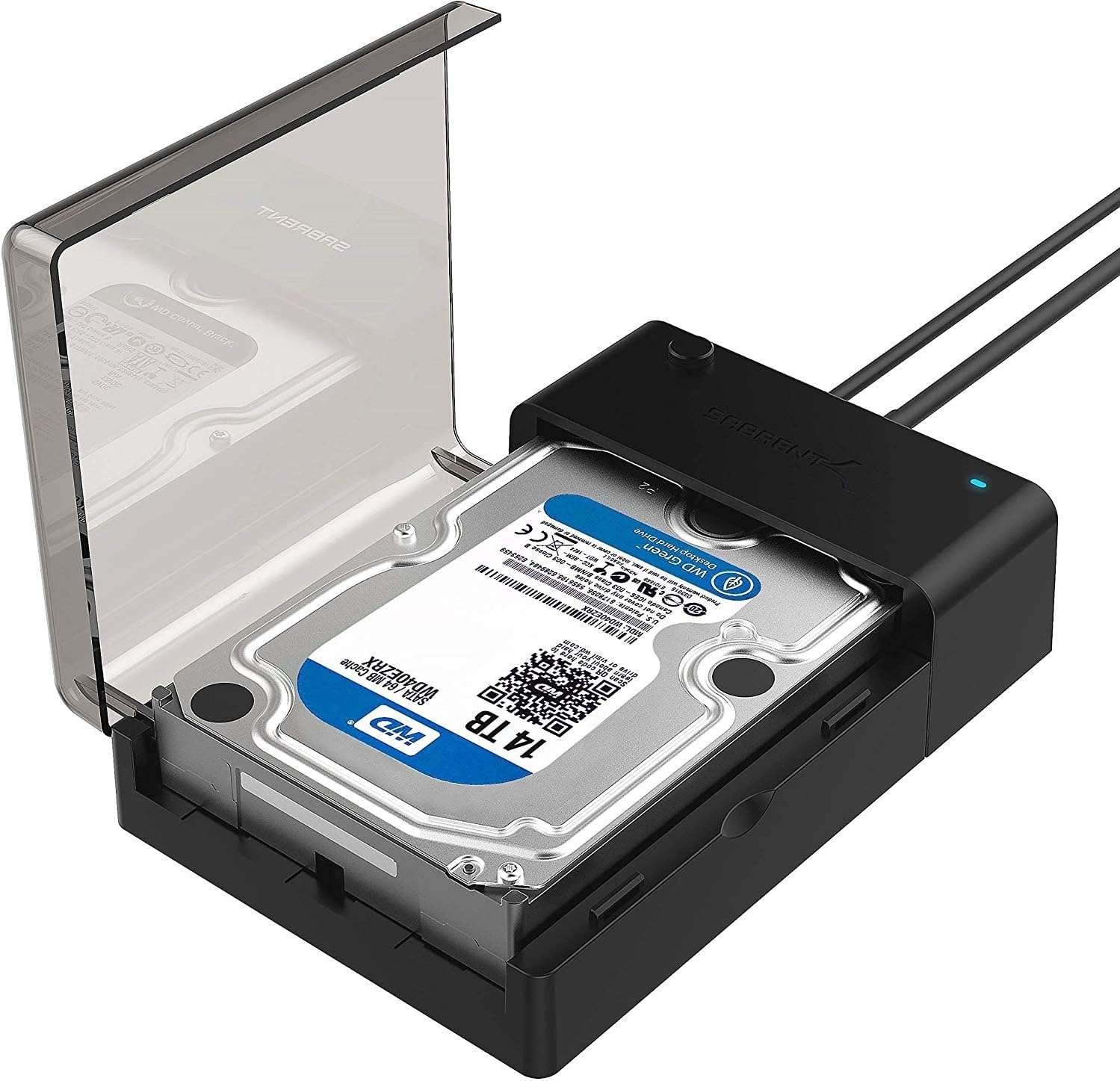 SABRENT SSD/HDD 2,5/3,5 inch docking station, USB 3.2 Gen1 harde schijf, SATA naar usb behuizing met voeding 12v, harde schijf externe adapter case type A met 1,8m kabel, zonder gereedschap (EC-DFLT)