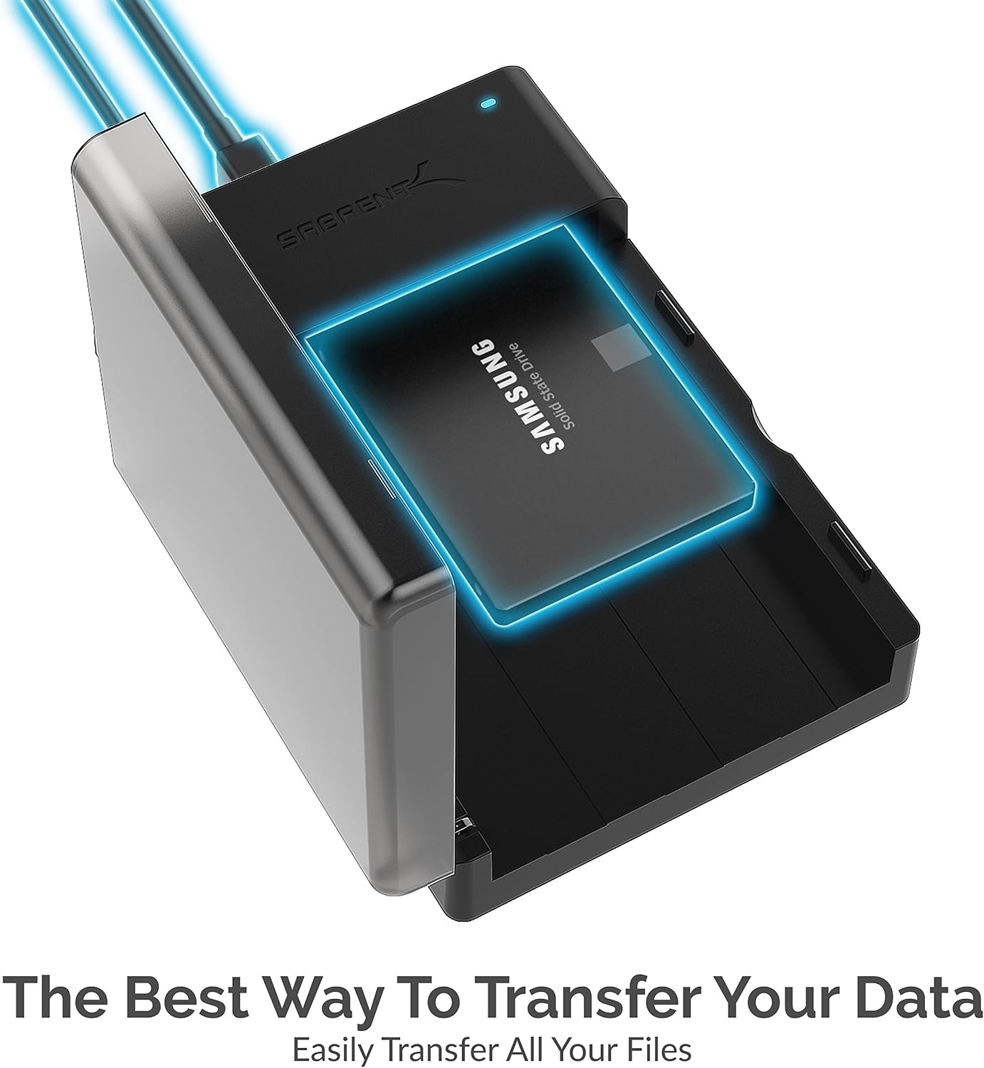 SABRENT SSD/HDD 2,5/3,5 inch docking station, USB 3.2 Gen1 harde schijf, SATA naar usb behuizing met voeding 12v, harde schijf externe adapter case type A met 1,8m kabel, zonder gereedschap (EC-DFLT)