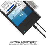 SABRENT SSD/HDD 2,5/3,5 inch docking station, USB 3.2 Gen1 harde schijf, SATA naar usb behuizing met voeding 12v, harde schijf externe adapter case type A met 1,8m kabel, zonder gereedschap (EC-DFLT)