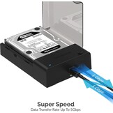 SABRENT SSD/HDD 2,5/3,5 inch docking station, USB 3.2 Gen1 harde schijf, SATA naar usb behuizing met voeding 12v, harde schijf externe adapter case type A met 1,8m kabel, zonder gereedschap (EC-DFLT)