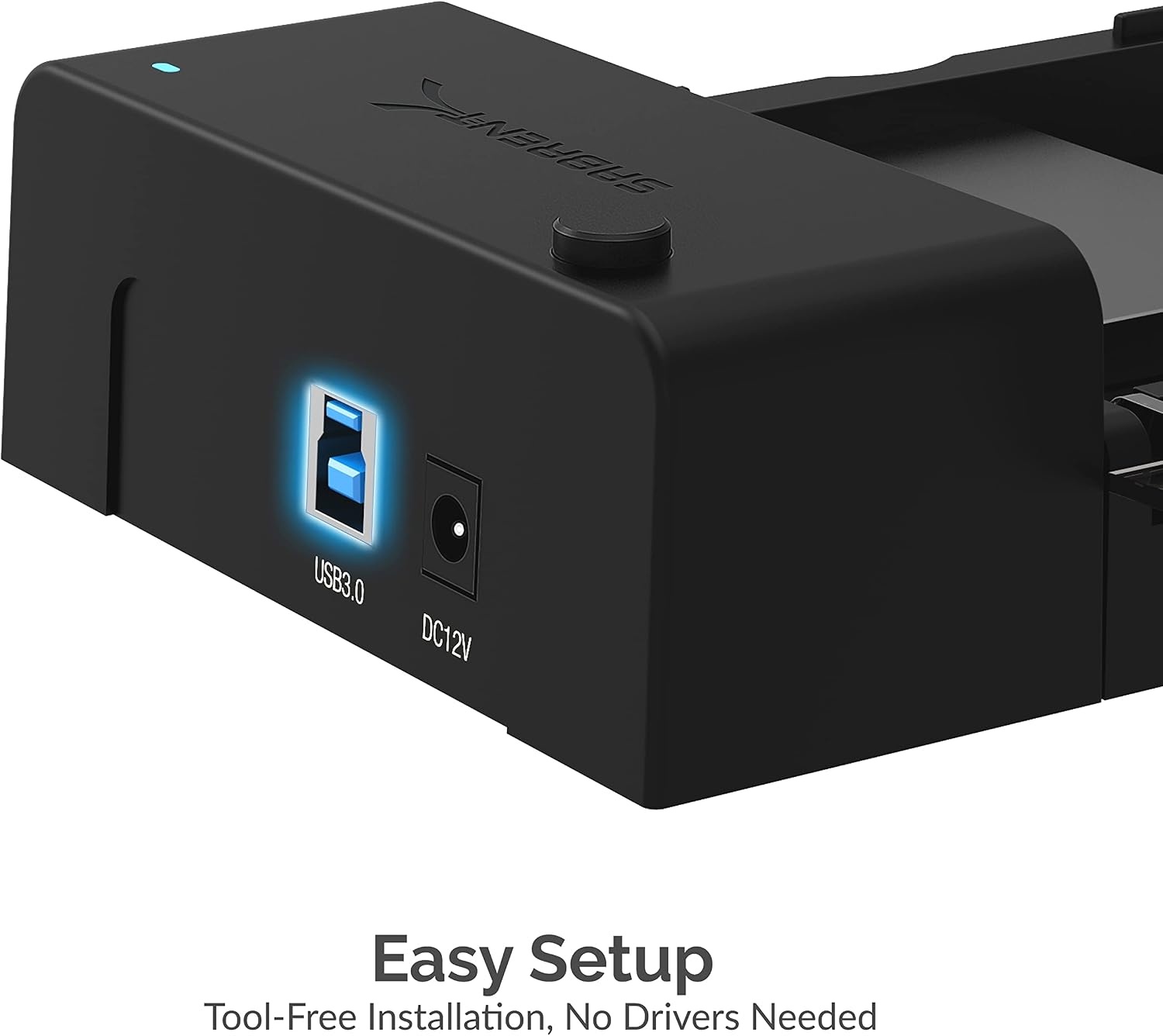SABRENT SSD/HDD 2,5/3,5 inch docking station, USB 3.2 Gen1 harde schijf, SATA naar usb behuizing met voeding 12v, harde schijf externe adapter case type A met 1,8m kabel, zonder gereedschap (EC-DFLT)