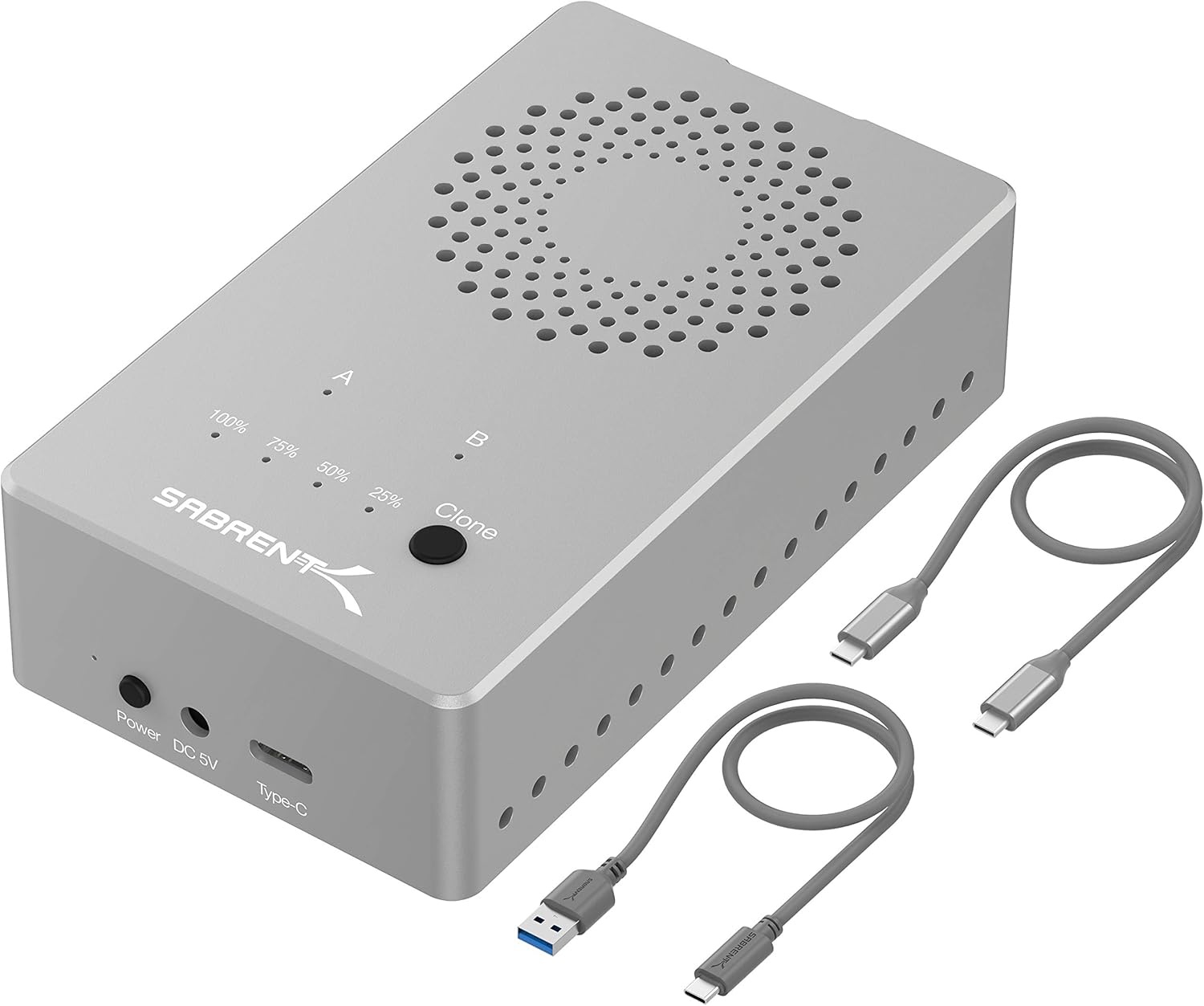 SABRENT SSD/HDD 2,5/3,5 inch docking station, USB 3.2 Gen1 harde schijf, SATA naar usb behuizing met voeding 12v, harde schijf externe adapter case type A met 1,8m kabel, zonder gereedschap (EC-DFLT)
