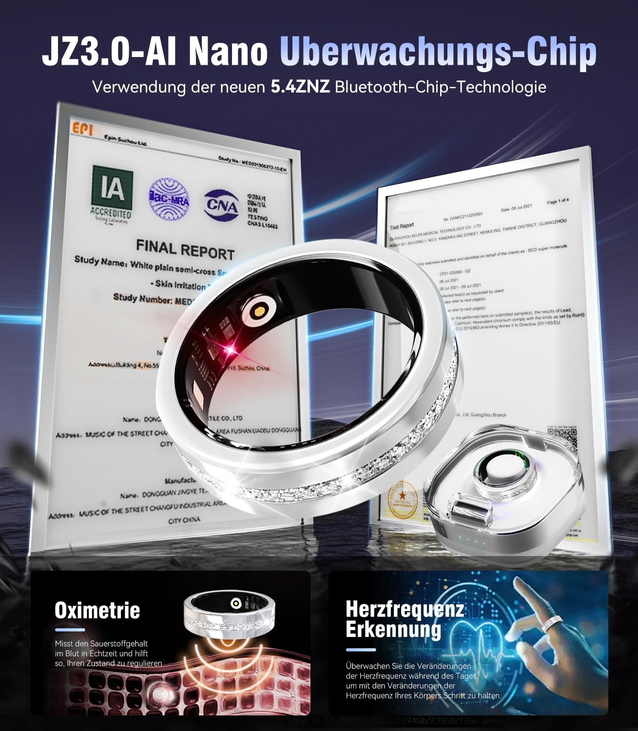 Smart Ring Fitness Tracker met SpO2 & Slaapmonitoring - Goud