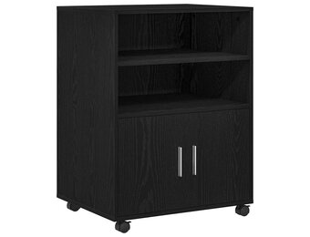 vidaXL Rolkast met plank Zwart eiken 60 x 48 x 81 cm Bewerkt hout