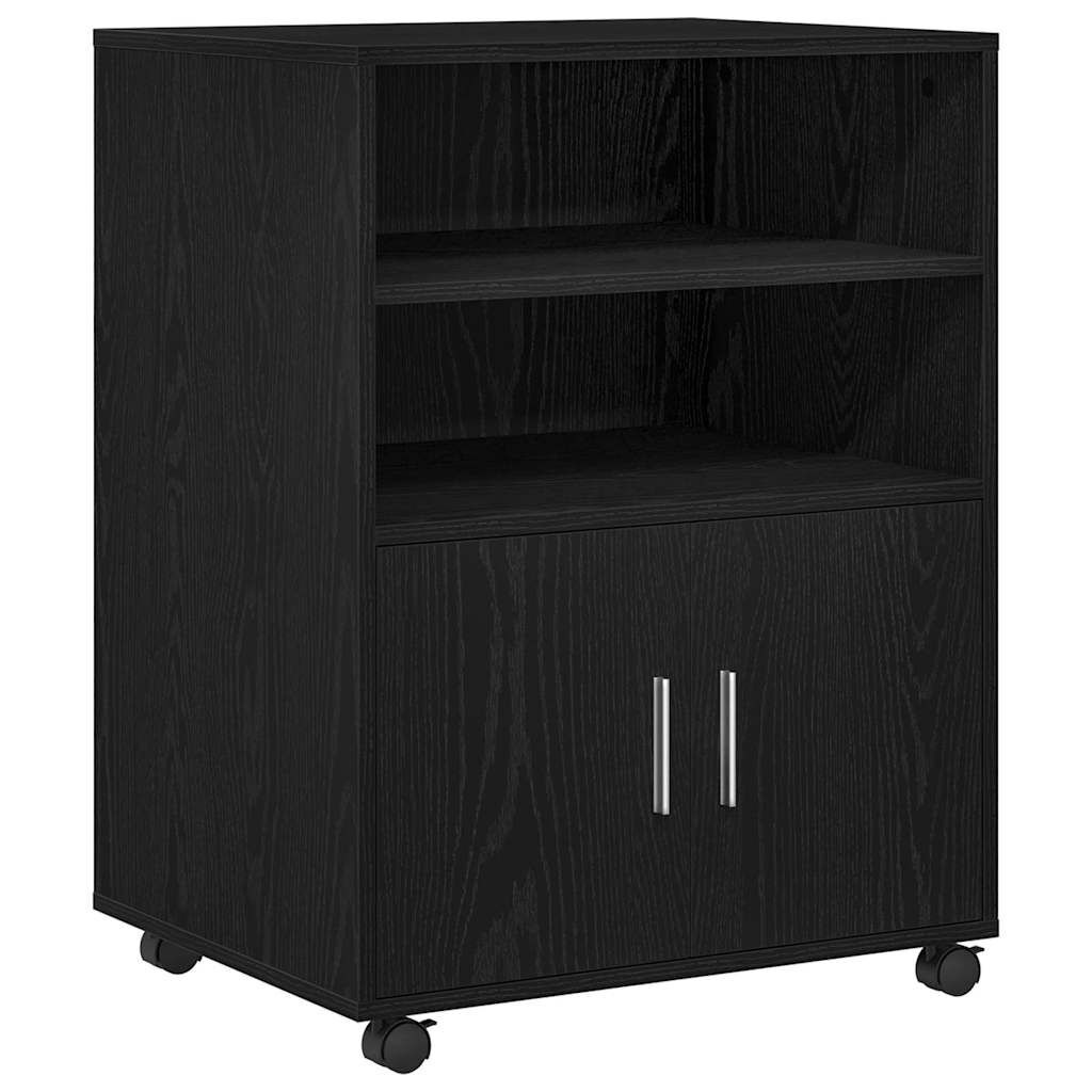 vidaXL Rolkast met plank Zwart eiken 60 x 48 x 81 cm Bewerkt hout