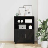 vidaXL Rolkast met plank Zwart eiken 60 x 48 x 81 cm Bewerkt hout