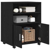 vidaXL Rolkast met plank Zwart eiken 60 x 48 x 81 cm Bewerkt hout