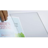 Europel Budget tafelstandaards, 6 stuks, L-standaard, DIN A4 hoog, kristalhelder polystyreen 1,5 mm, menu- en brochurestandaards voor restaurants, hotels, conferenties en recepties
