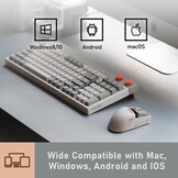 LOFREE TOUCH PBT draadloze muis met USB-ontvanger, Bluetooth, bekabelde verbinding, oplaadbaar, 4000 DPI met OLED-scherm, compatibel met glazen oppervlak voor Mac Windows PC Notebook/Block Retro Wit