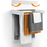 Droogrek wasrek - wandmontage - intrekbaar - inklapbaar wasrek voor binnen of buiten - ruimtebesparend compact slank design (70 cm, wit)
