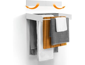 Droogrek wasrek - wandmontage - intrekbaar - inklapbaar wasrek voor binnen of buiten - ruimtebesparend compact slank design (70 cm, wit)