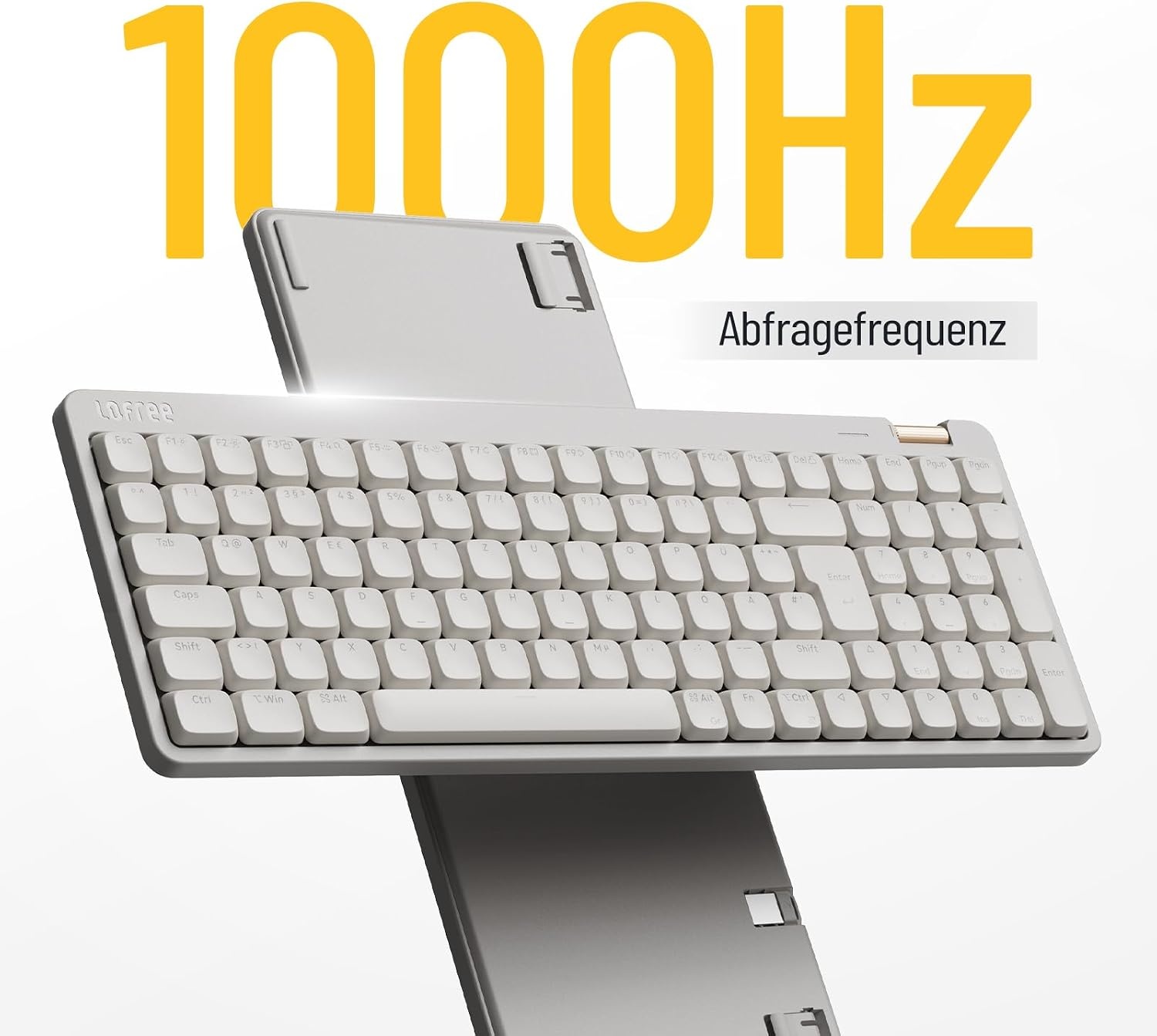 LOFREE Flow Lite100 toetsen Low Profile Mechanical Toetsenbord (Duitse QWERTZ-lay-out) - Draadloze Bluetooth/2.4G/kabel, swappable met Specter Lineaire Switches, oplaadbaar - voor Win&Mac (wit)