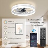 Stille Plafondventilator met Ledverlichting 40 cm - Dimbaar met Afstandsbediening en App - Wit