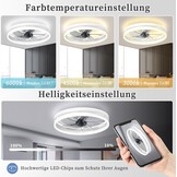 Stille Plafondventilator met Ledverlichting 40 cm - Dimbaar met Afstandsbediening en App - Wit