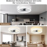 Stille Plafondventilator met Ledverlichting 40 cm - Dimbaar met Afstandsbediening en App - Wit