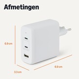 120W USB-C GaN Snellader (Wit) - 3 Poorten
