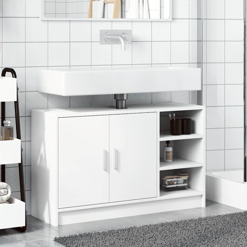 Wastafelkast 90 cm Wit - Bewezen Hout met 53% Korting