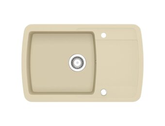 VidaXL Granieten Spoelbak Enkele Bak Beige - 35% Korting